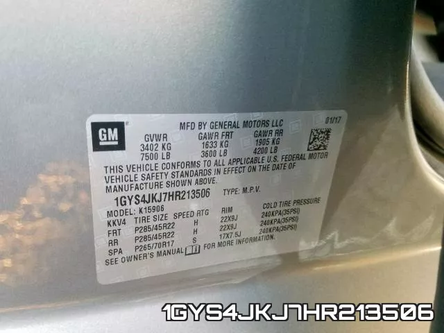 1GYS4JKJ7HR213506 фото 2