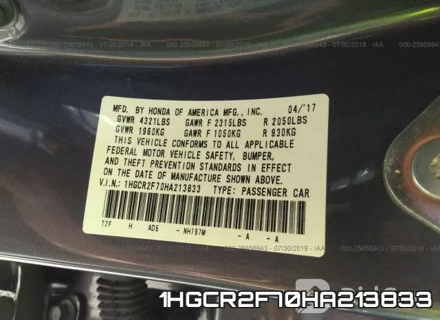1HGCR2F70HA213833 фото 10