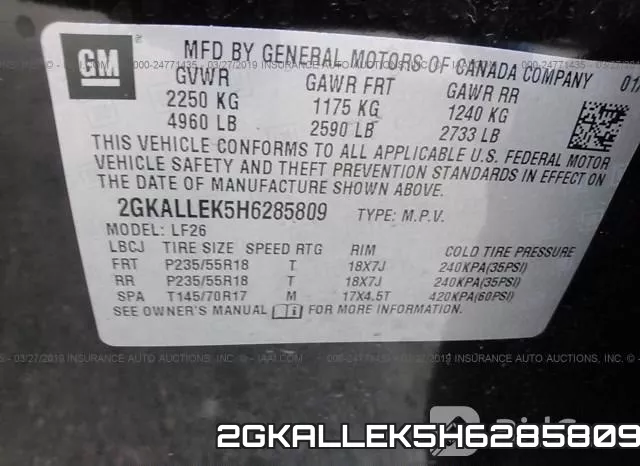 2GKALLEK5H6285809 фото 10