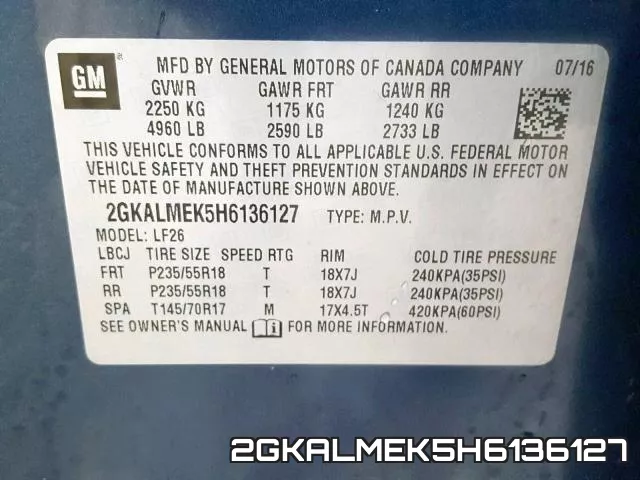 2GKALMEK5H6136127 фото 2