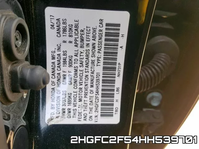 2HGFC2F54HH539701 фото 2