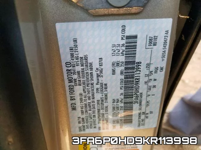 3FA6P0HD9KR113998 фото 2