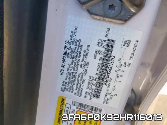 3FA6P0K92HR116013 фото 2