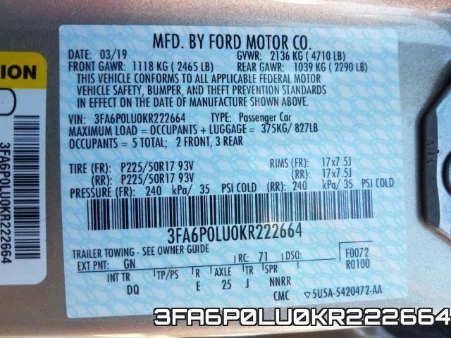 3FA6P0LU0KR222664 фото 2