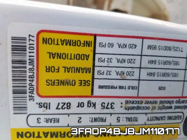 3FADP4BJ8JM110177 фото 2