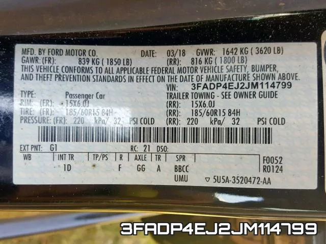 3FADP4EJ2JM114799 фото 2