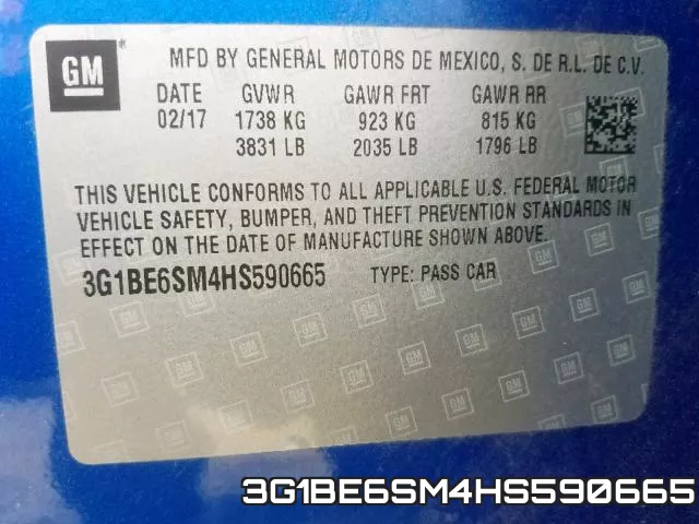 3G1BE6SM4HS590665 фото 2