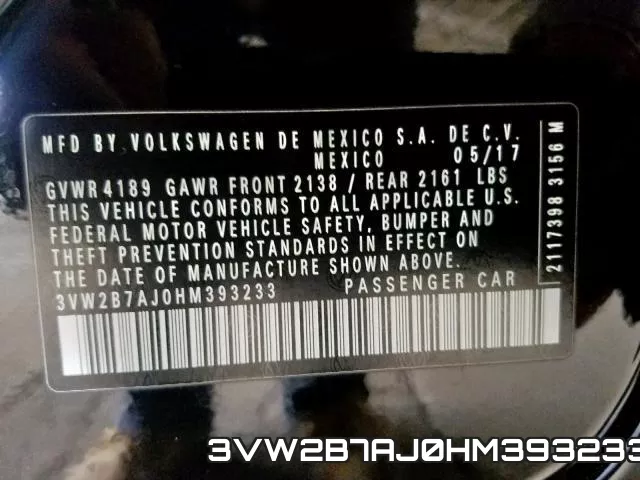3VW2B7AJ0HM393233 фото 2