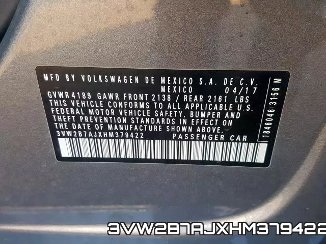 3VW2B7AJXHM379422 фото 2