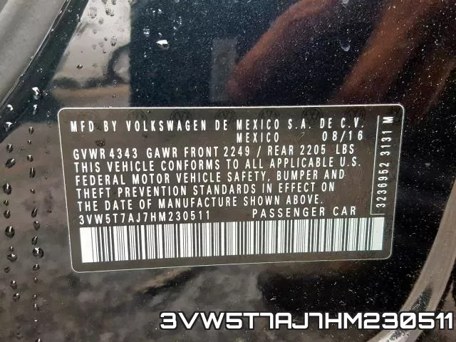 3VW5T7AJ7HM230511 фото 2