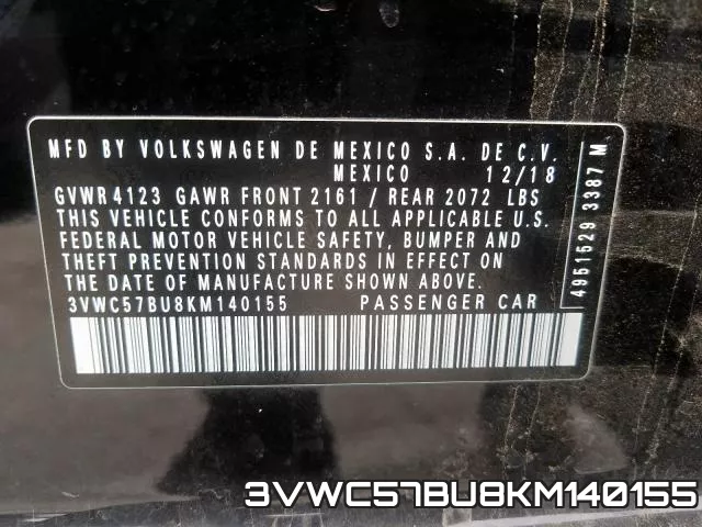 3VWC57BU8KM140155 фото 2