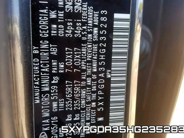 5XYPGDA35HG235283 фото 2