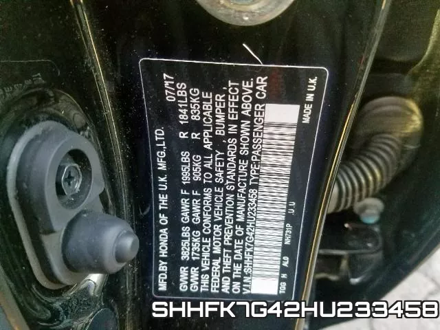 SHHFK7G42HU233458 фото 2