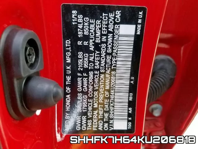 SHHFK7H64KU206818 фото 2