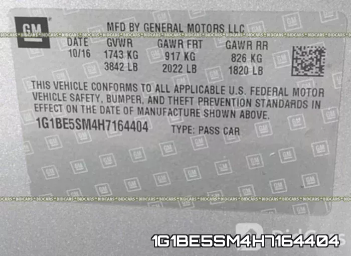 1G1BE5SM4H7164404 фото 10