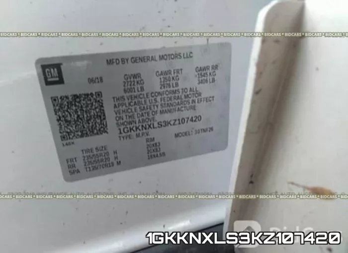 1GKKNXLS3KZ107420 фото 10