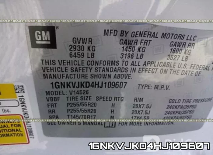 1GNKVJKD4HJ109607 фото 10