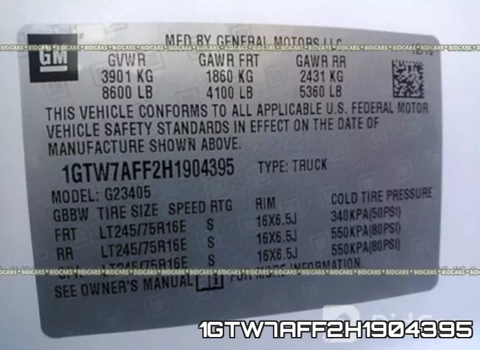1GTW7AFF2H1904395 фото 10