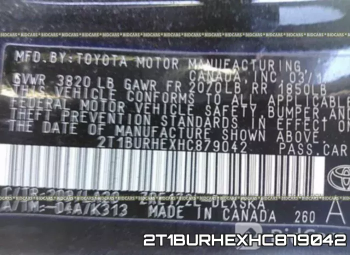 2T1BURHEXHC879042 фото 10