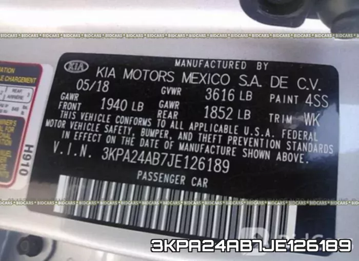 3KPA24AB7JE126189 фото 10