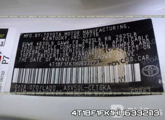 4T1BF1FK1HU633273 фото 10