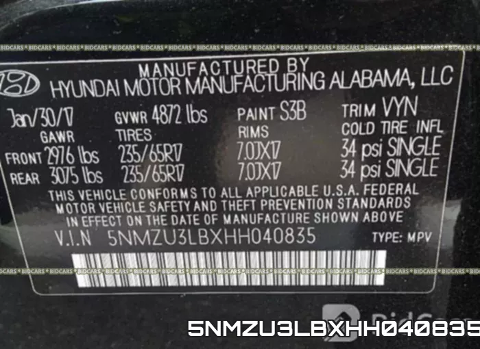 5NMZU3LBXHH040835 фото 10