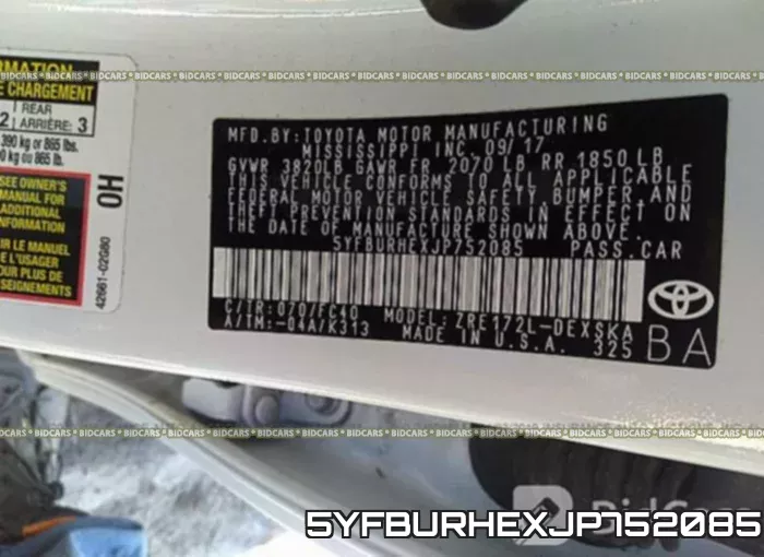 5YFBURHEXJP752085 фото 10
