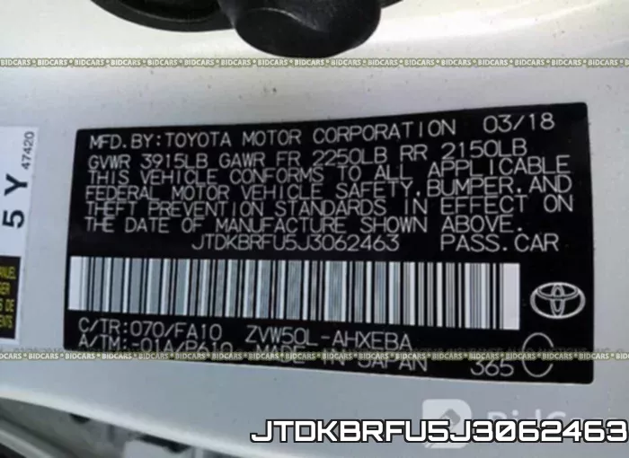 JTDKBRFU5J3062463 фото 10