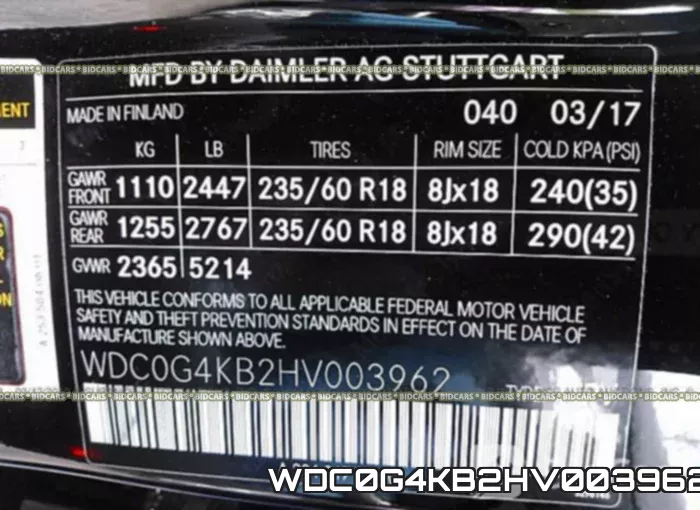 WDC0G4KB2HV003962 фото 10