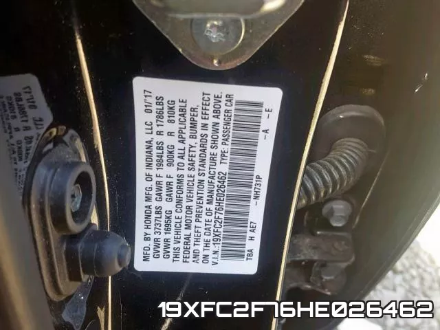 19XFC2F76HE026462 фото 2