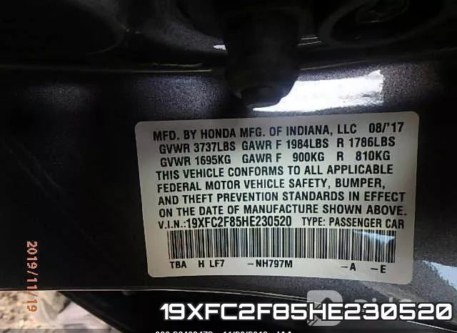 19XFC2F85HE230520 фото 7