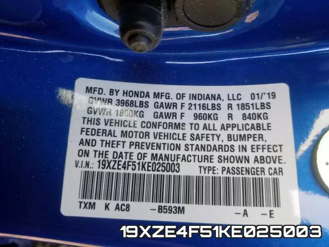 19XZE4F51KE025003 фото 2