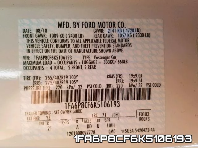 1FA6P8CF6K5106193 фото 2