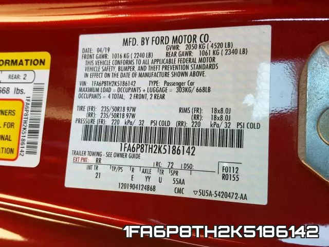 1FA6P8TH2K5186142 фото 2