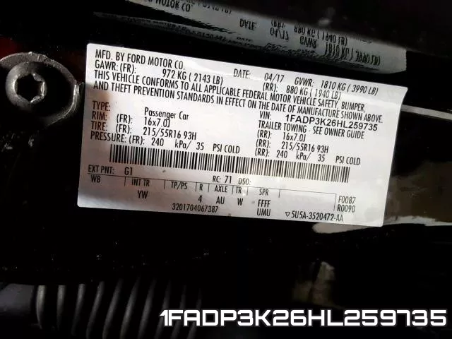 1FADP3K26HL259735 фото 2