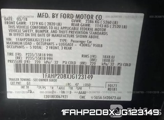1FAHP2D8XJG123149 фото 10