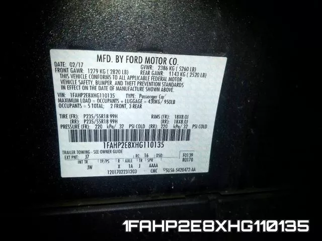 1FAHP2E8XHG110135 фото 2