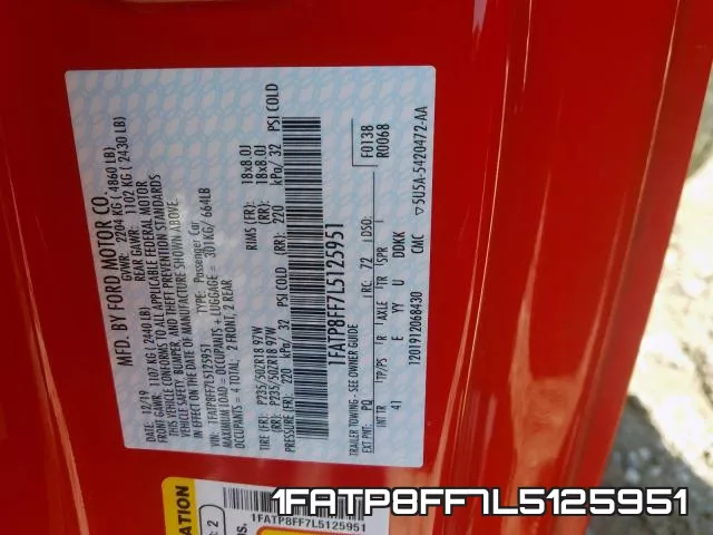 1FATP8FF7L5125951 фото 2