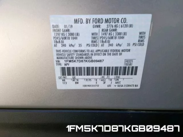 1FM5K7D87KGB09487 фото 2