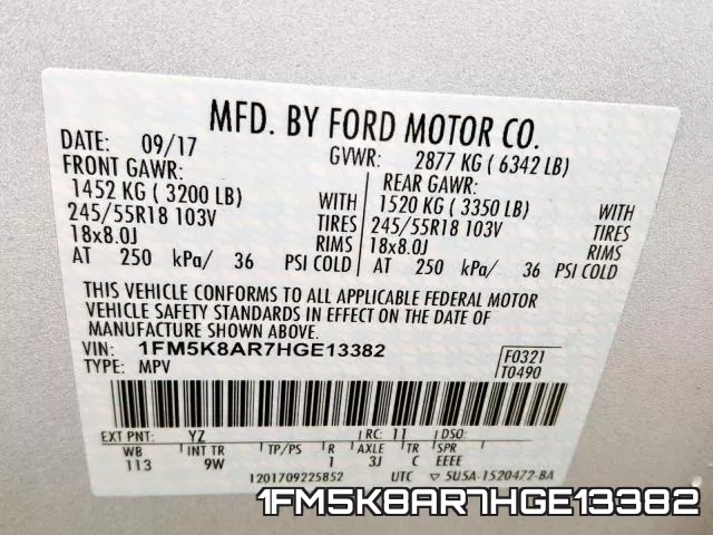 1FM5K8AR7HGE13382 фото 2