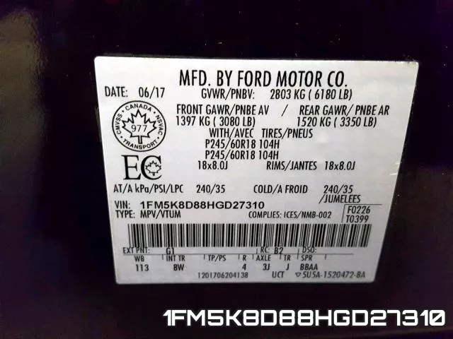 1FM5K8D88HGD27310 фото 2