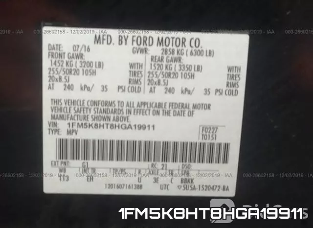 1FM5K8HT8HGA19911 фото 9