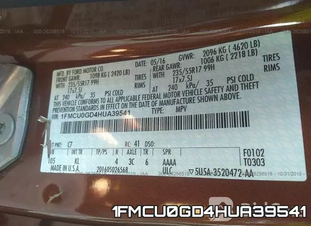 1FMCU0GD4HUA39541 фото 9