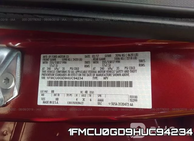 1FMCU0GD9HUC94234 фото 9