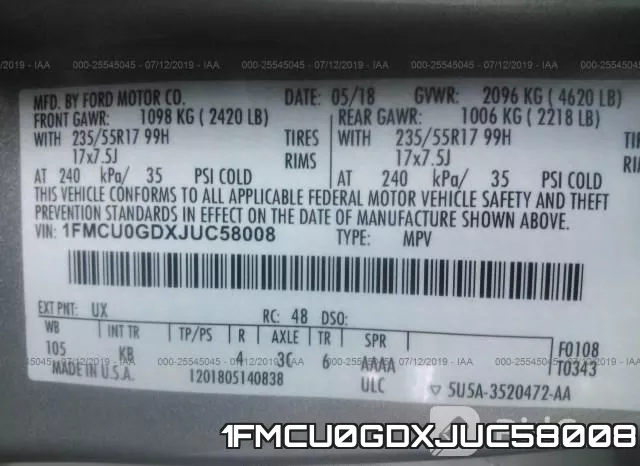 1FMCU0GDXJUC58008 фото 10