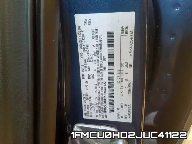 1FMCU0HD2JUC41122 фото 2