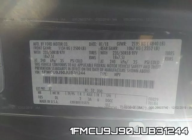 1FMCU9J90JUB31244 фото 9
