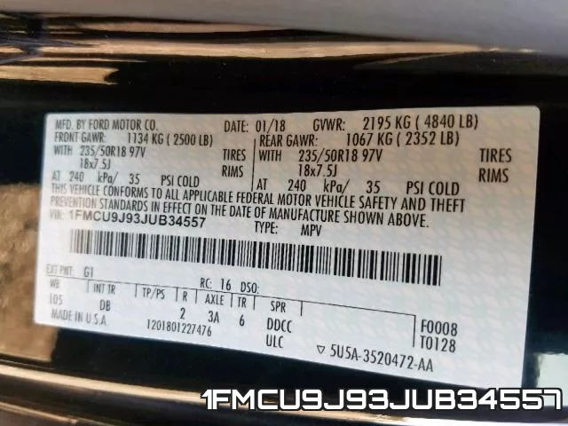 1FMCU9J93JUB34557 фото 2