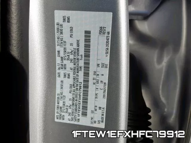 1FTEW1EFXHFC79912 фото 2