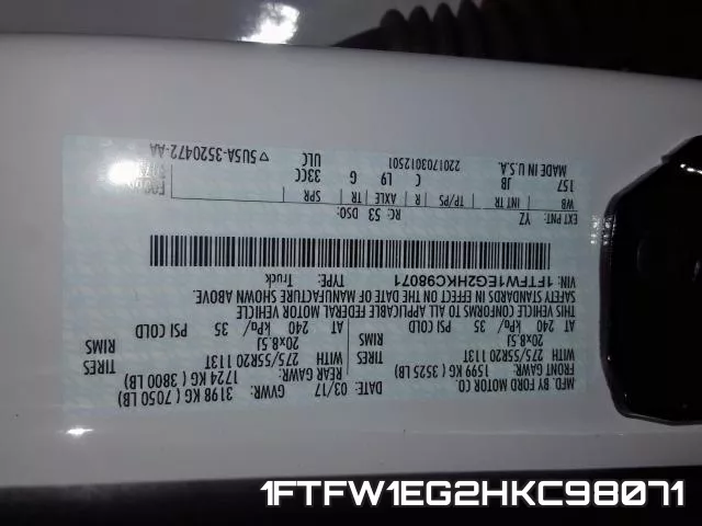 1FTFW1EG2HKC98071 фото 2